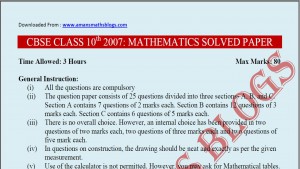 CBSE Class 10 Math 2007 Solutions