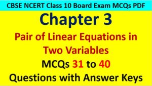 Extra MCQ Questions for Class 10 Maths Chapter 3 Linear Equations in Two Variables