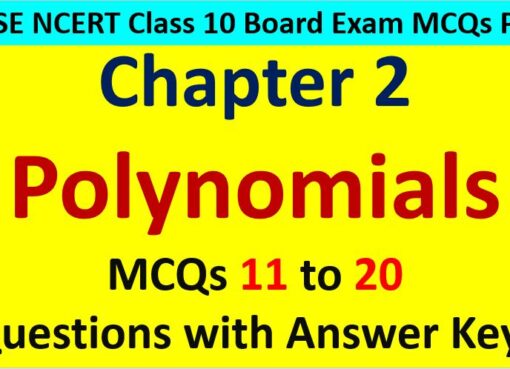 Polynomials CBSE Class 10 Maths MCQ with Answer Keys Solutions PDF Download