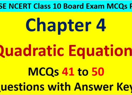 Quadratic Equations CBSE Class 10 Maths MCQ Questions Answers Keys