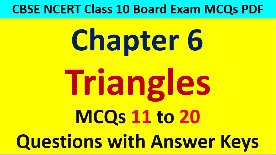 Similar Triangles Class 10 Maths MCQ with Answer Keys Solutions PDF